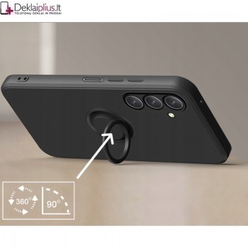 Švelnaus silikono dėklas su žiedu - juodas (Samsung A25/A25 5G)